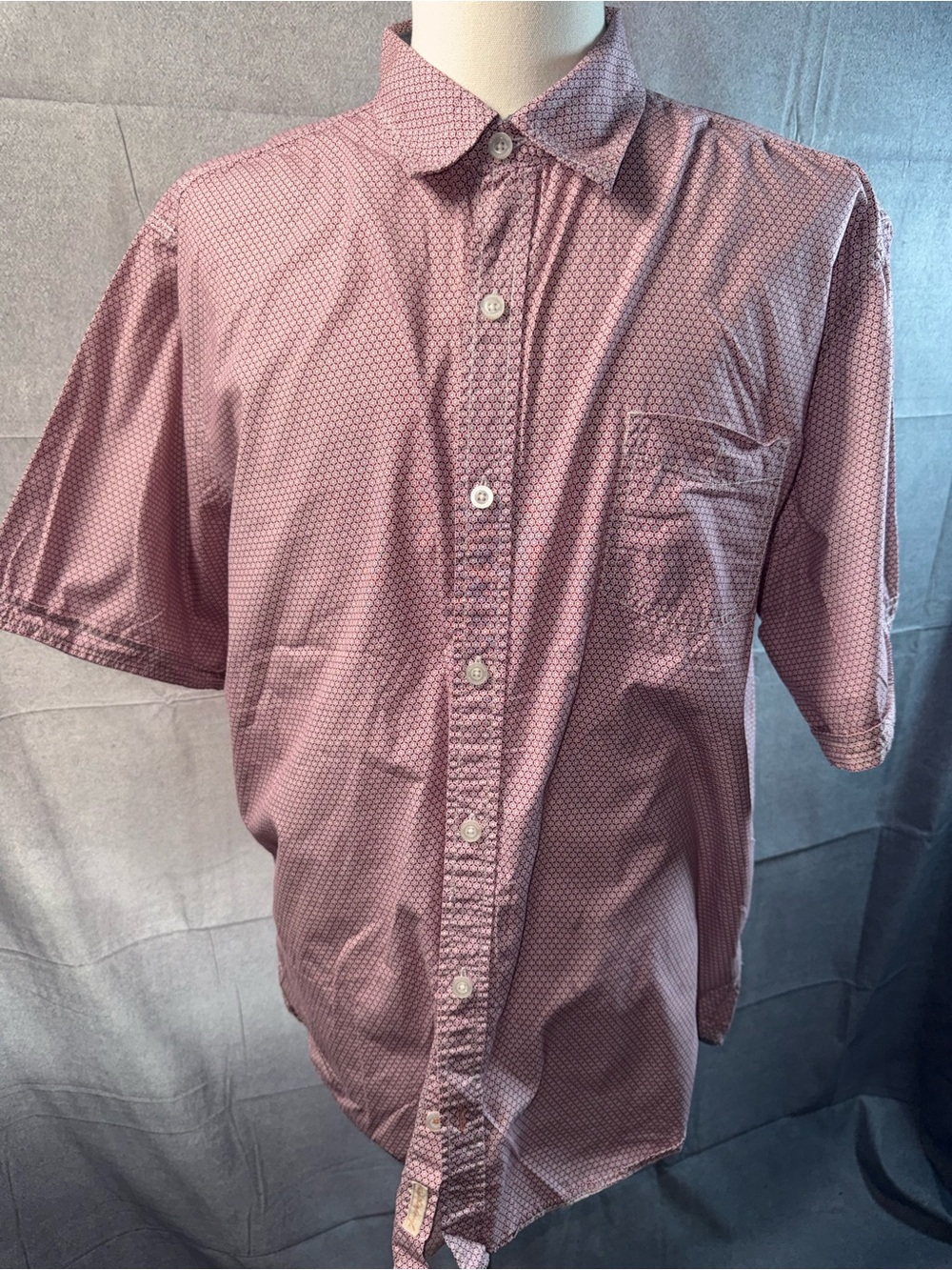1572-Weatherproof Short-Sleeve Button-Down Shirt - Mauve Pattern